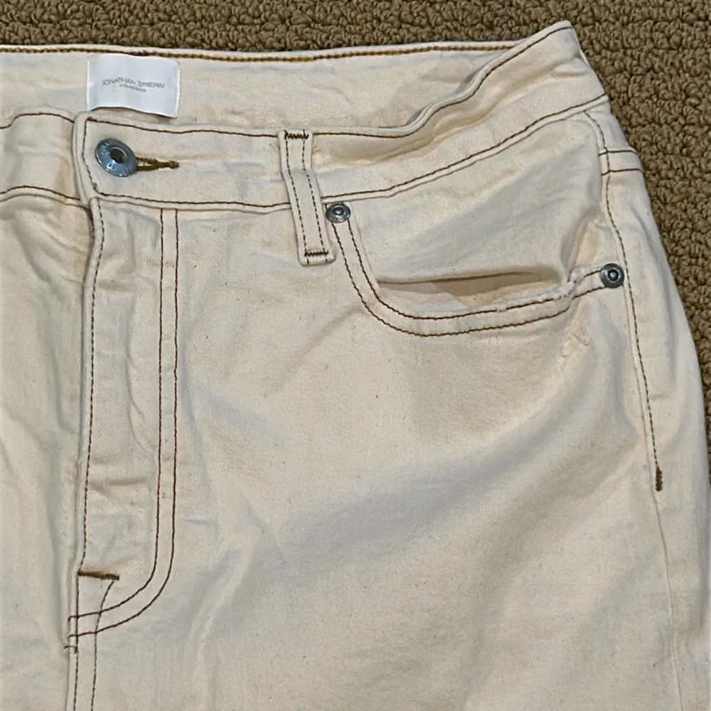 Jonathan Simkhai River High Rise Straight Leg Jeans in Ecru 32 Distressed - Picture 4 of 15